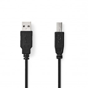 Cable USB 2.0 | USB-A macho | USB-B macho | 480 Mbps | Niquelado | 3.00 m | Redondo | PVC | Negro | Caja