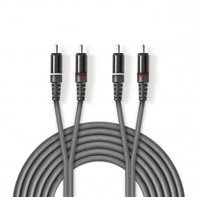 Cable de Audio Estéreo | 2x RCA Macho ? 5,0 m Gris
