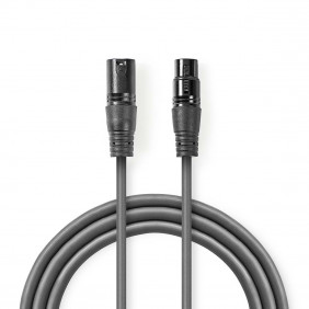 Cable de Audio XLR Compensado | 3 Pines Macho - Hembra 10 m Gris Adaptador