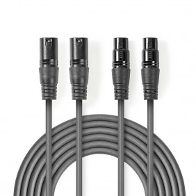 Cable de Audio XLR Compensado | 2x 3 Pines Macho - Hembra 0,5 m Gris Adaptador