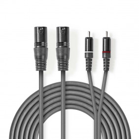 Cable de Audio XLR | 2x 3 Pines Macho - RCA 1,5 m Gris
