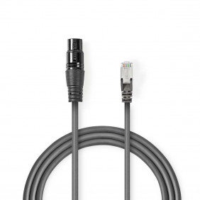 Cable Adaptador DMX | XLR de 3 Pines Hembra - Rj45 Macho 0,3 m Gris
