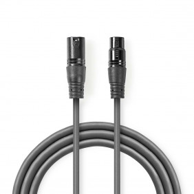 Cable DMX Digital de 110 Ohmios | XLR 3 Pines Macho - Hembra 0,5 m Gris
