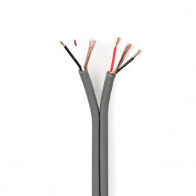 Cable de Audio Compensado | 2x (2x 0,16 mm²) 100 m En Bobina Gris
