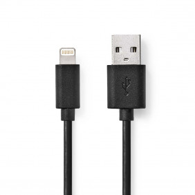 Cable de Sincronización y Carga Apple Lightning - USB A Macho de 1 metro color negro