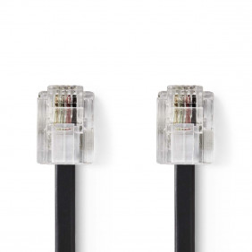 Cable de Telecomunicaciones | Rj11 (6p4c) Hembra a Plano 5,00 m Negro Cables
