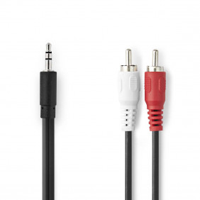 Cable de Audio Estéreo | Macho 3,5 mm a 2x RCA 5,00 m Negro