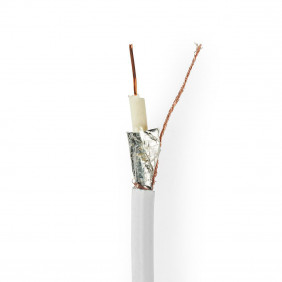 Cable Coaxial | Rg6t 75 Ohm Doble Blindado Eca 100.0 m Redondo PVC Blanco Carrete Antena