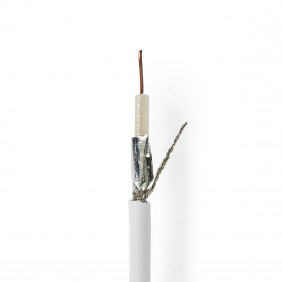 Cable Coaxial | Koka 799 75 Ohm Doble Blindado Eca 10.0 m Redondo PVC Blanco Carrete Antena
