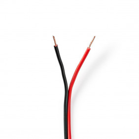 Cable de Altavoz | 2x 0.75 mm² Cobre 25.0 m Redondo PVC Negro / Rojo Carrete