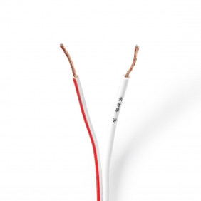 Cable de Altavoz | 2x 0.75 mm² Cobre 15.0 m Redondo PVC Blanco Carrete Audio