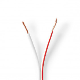 Cable de Altavoz | 2x 1.50 mm² Cobre 15.0 m Redondo PVC Blanco Carrete
