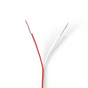 Cable de Altavoz | 2x 0.35 mm² CCA 100.0 m Redondo PVC Blanco Brida