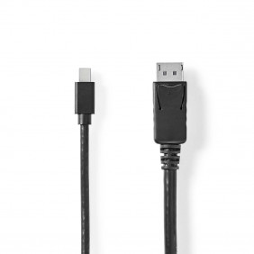 Cable Mini Displayport | 1.4 Macho 48 Gbps Niquelado 2.00 m Redondo PVC Negro Blíster Cables