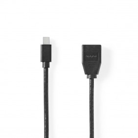 Cable Mini Displayport | 1.4 Macho Hembra 48 Gbps Niquelado 0.20 m Redondo PVC Negro Blíster Cables