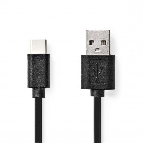 Cable USB | 2.0 Type-c ? Macho Usb-a 480 Mbps Niquelado 2.00 m Plano PVC Negro Blíster