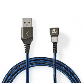 Cable USB | 2.0 Usb-a Macho Type-c ? 480 Mbps Chapado en oro 1.00 m Redondo Nylon / Trenzado Azul Negro Caja de Ventana