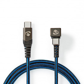 Cable USB | 2.0 Type-c ? Macho 480 Mbps Chapado en oro 1.00 m Redondo Nylon / Trenzado Azul Negro Caja de Ventana