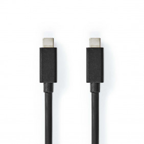 Cable USB | 3.2 Gen 2x2 Type-c ? Macho 20 Gbps 100 W Niquelado 2.00 m Redondo PVC Negro Bolsa Polybag