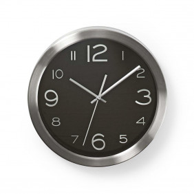 Reloj de Pared Circular | 30 cm Diámetro Color Negro y Acero Inoxidable