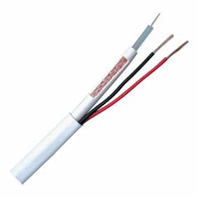 Cable Combinado - Rg59 + Alimentación Rollo de 100 Metros Cubierta Color Blanco Diámetro Exterior 9.0 mm Bajas Pérdidas Cables
