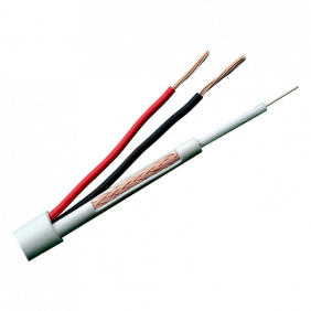 Cable Combinado - Micro Rg59 + Alimentación Rollo de 100 Metros Cubierta Color Blanco Diámetro Exterior 6.8 mm Bajas Pérdidas
