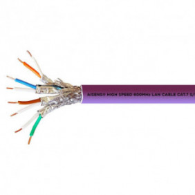 Cable de red Rj45 Cat.7 S/ftp Pimf Rígido Awg23 con CPR, Violeta, Bobina 305 Metros 100% Cobre Para la Instalación Cables