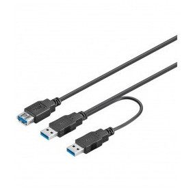Cable USB 3.0 Dual Power Superspeed, Negro