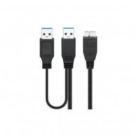 Cable USB 3.0 Dual Power Superspeed, Negro de 0.6m