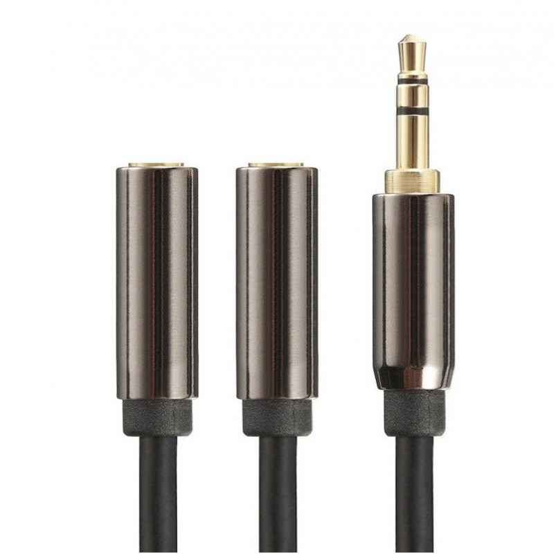 Cable Separador de Jack 3.5mm Macho a 2 Hembras para Auriculares Altavoces  Negro
