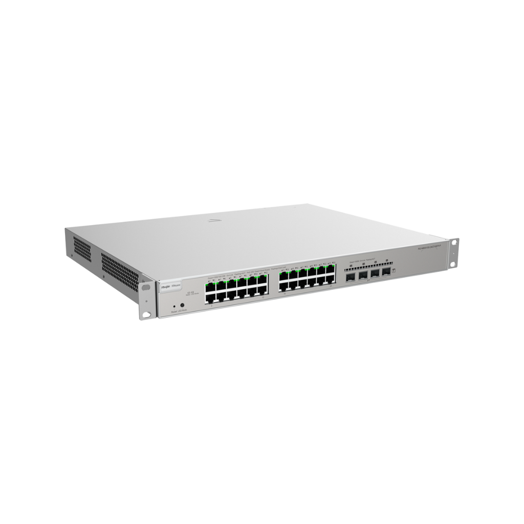 Reyee PoE Switch Cloud Layer 3 24 PoE RJ45 Gigabit ports + 4 SFP Gigabit 30W per port 802.3af/at / Maximum 370W Static LAG/DHC