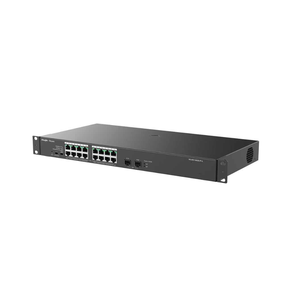 Reyee PoE Switch 16 PoE+ Ports Total Power 247W 16 Gigabit Ports Plug and Play