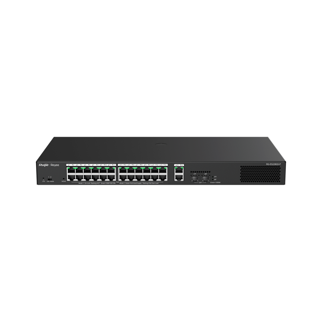 Reyee Managed PoE Cloud Switch 24 PoE 802.3af/at + 2 SFP + 2 RJ45 uplink 26 RJ45 10/100/1000Mbps + 2 SFP 10/100/1000