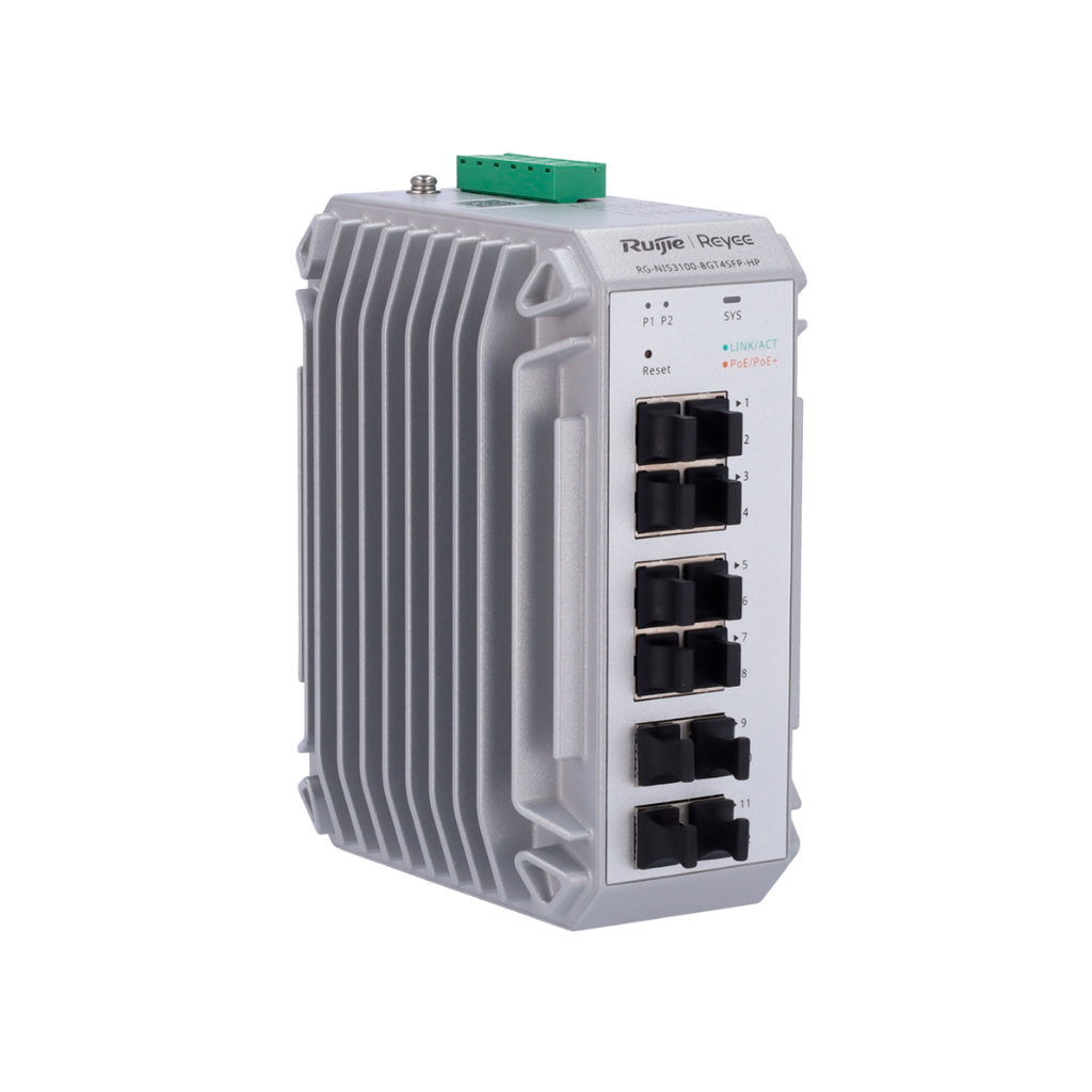 Reyee Industrial PoE Cloud Layer 2 Switch 8 PoE+ Gigabit ports + 4 SFP Gigabit ports 30W per port 802.3af/at / Maximum 240W