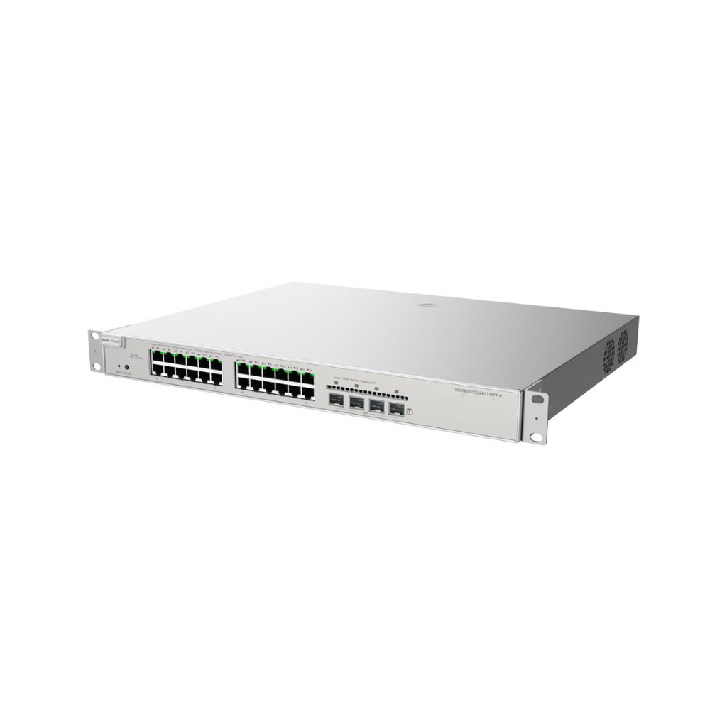 Reyee PoE Switch Cloud Layer 3 24 PoE RJ45 Gigabit ports + 4 SFP Gigabit 30W per port 802.3af/at / Maximum 370W Static LAG/DHC