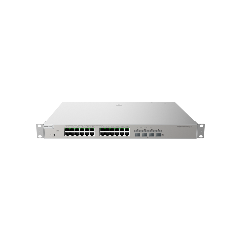 Reyee PoE Switch Cloud Layer 3 24 PoE RJ45 Gigabit ports + 4 SFP Gigabit 30W per port 802.3af/at / Maximum 370W Static LAG/DHC