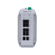 Switch industrial Reyee PoE Cloud Layer 2 com 8 portas Gigabit PoE+ + 2 portas Gigabit SFP, 30 W por porta, 802.3af/at / Potência máxima de 240 W.