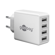 Carregador multiporta USB-A de 30 W, cor branca