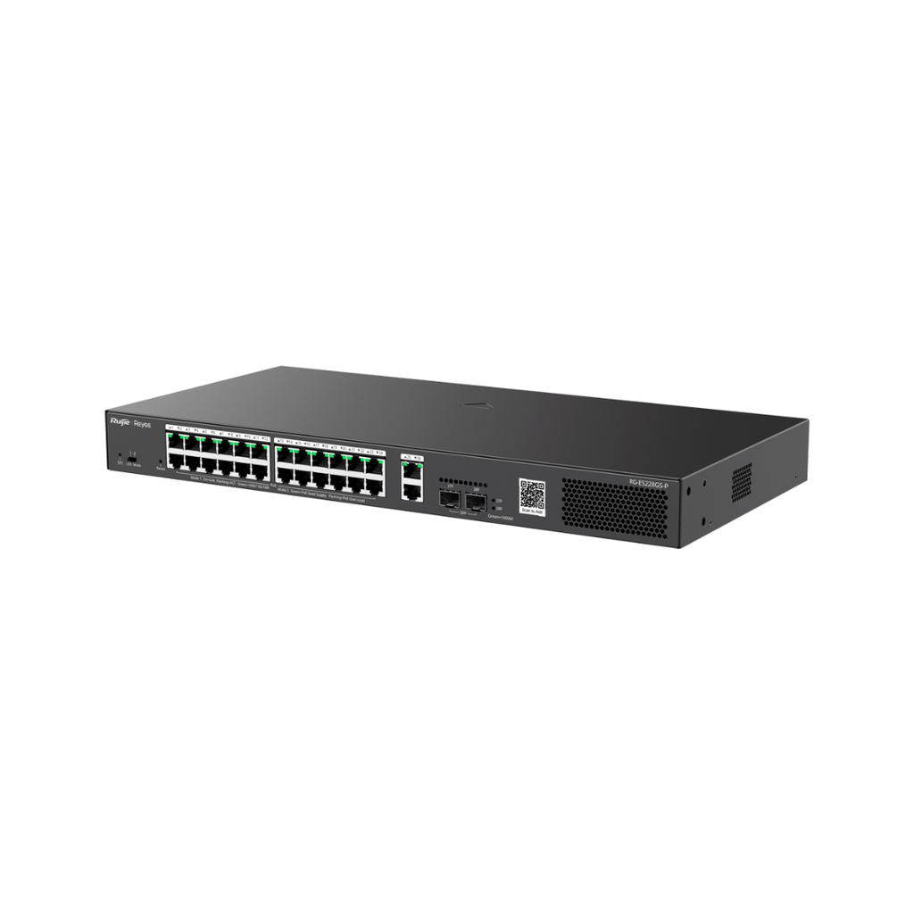 Reyee Managed PoE Cloud Switch 24 PoE 802.3af/at + 2 SFP + 2 RJ45 uplink 26 RJ45 10/100/1000Mbps + 2 SFP 10/100/1000