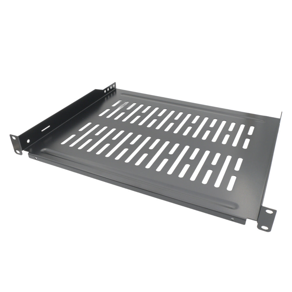 Bandeja de rack frontal 1U, com 35 cm de profundidade, para redes e acessórios.