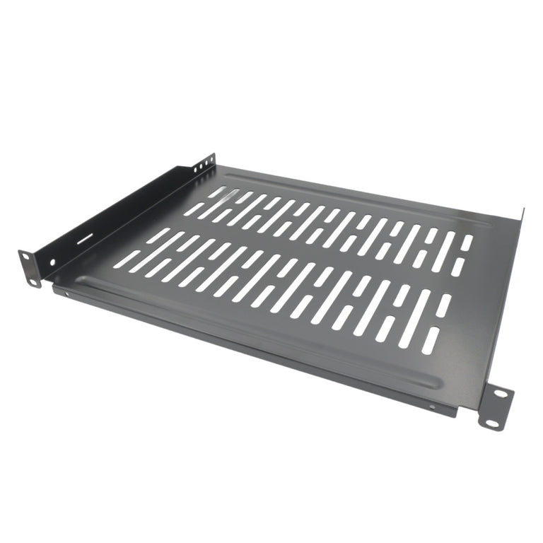 Bandeja de rack frontal 1U, com 35 cm de profundidade, para redes e acessórios.