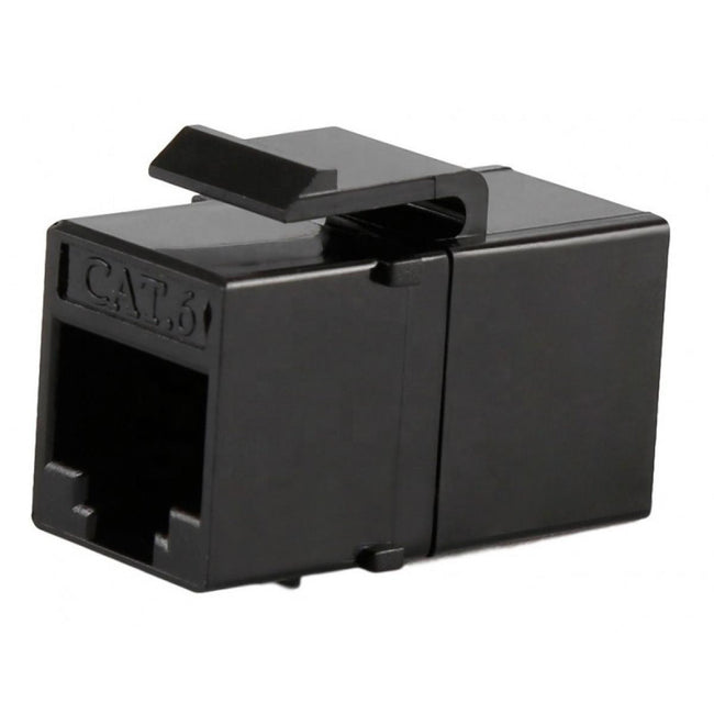 RJ-45 female-to-female CAT6 UTP keystone jack for patch panel, black
