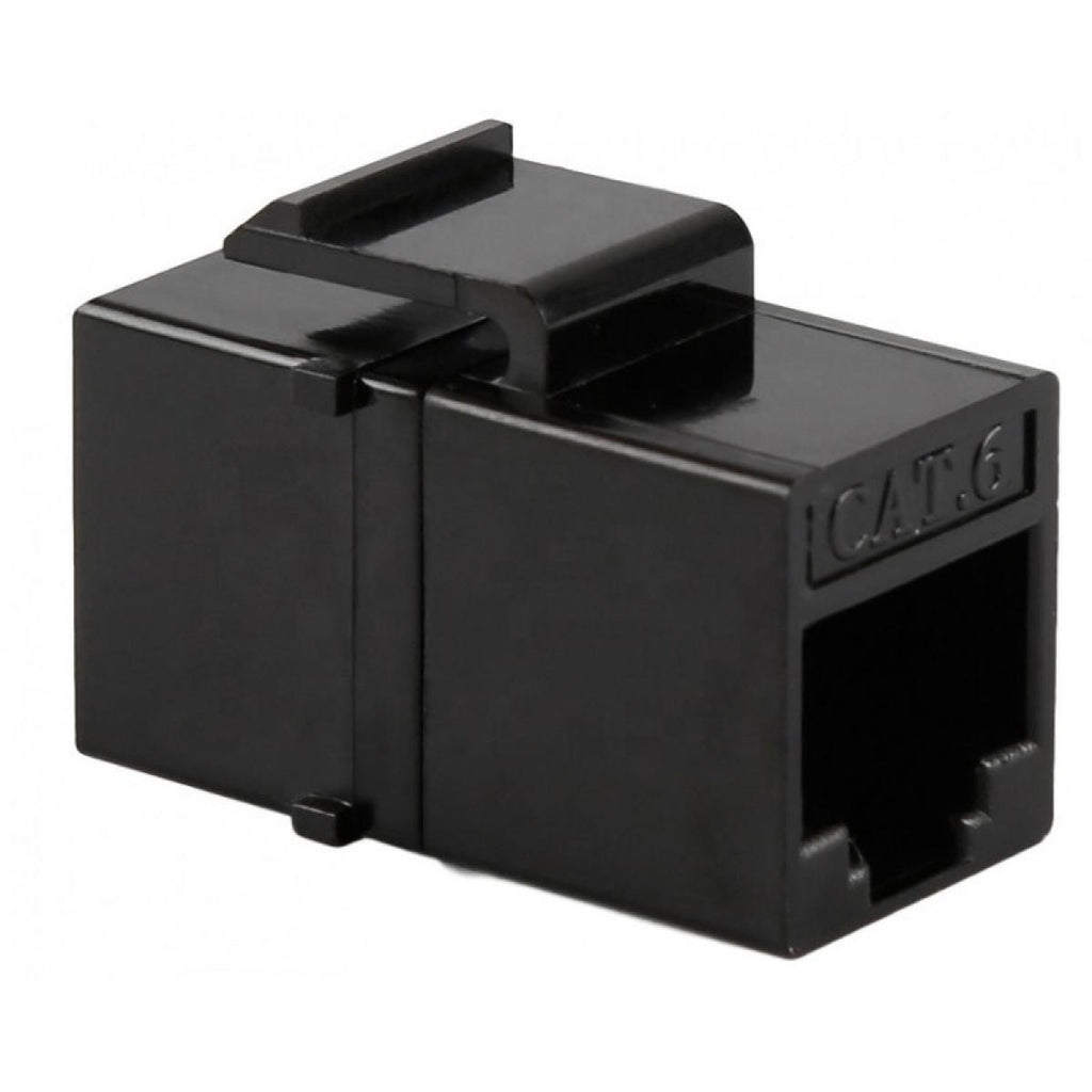 RJ-45 female-to-female CAT6 UTP keystone jack for patch panel, black