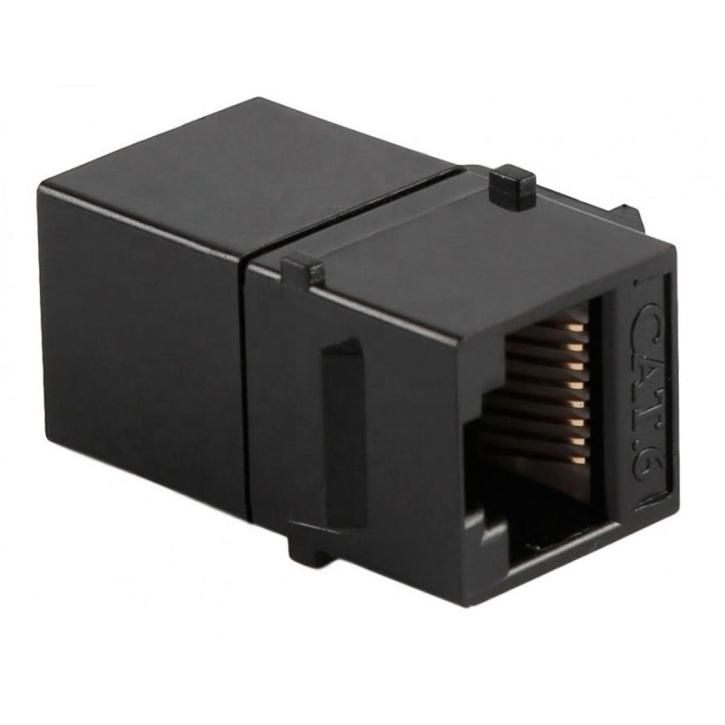 RJ-45 female-to-female CAT6 UTP keystone jack for patch panel, black