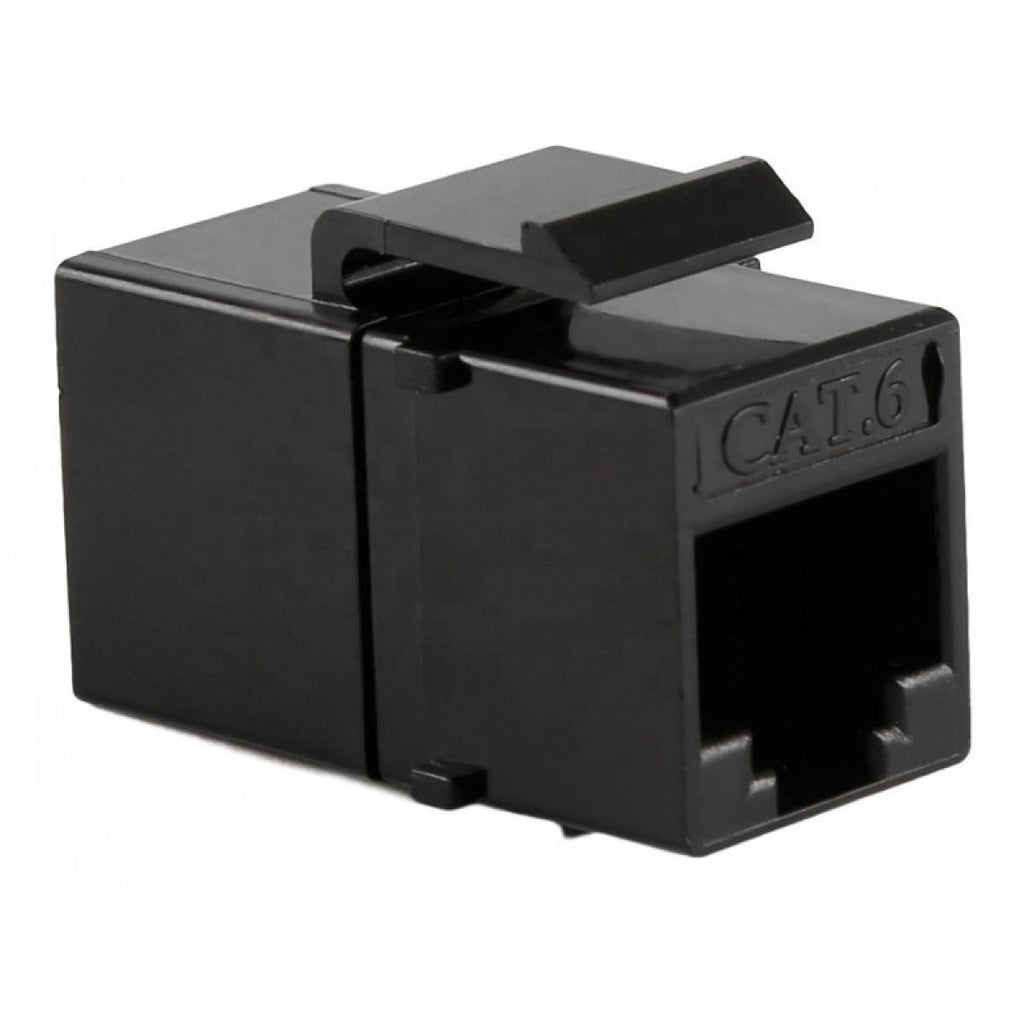RJ-45 female-to-female CAT6 UTP keystone jack for patch panel, black
