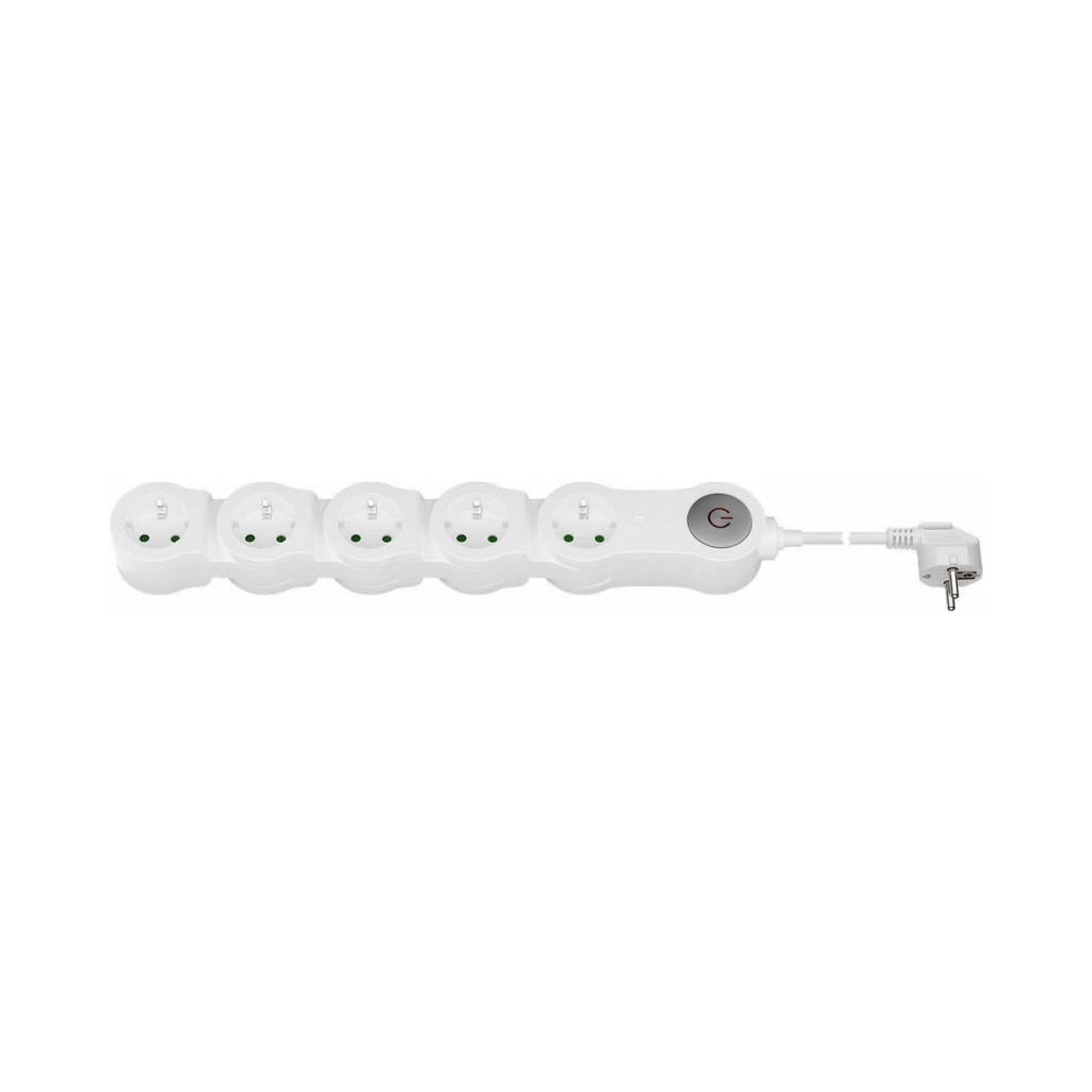 Régua de tomadas flexível de 5 vias com interruptor