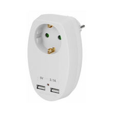 Tomada de segurança de 16 A com duas portas USB (Tipo A) 3,1 A
