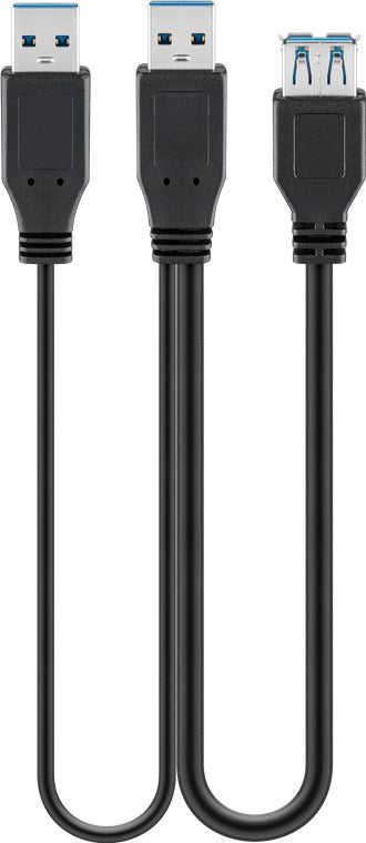 Cabo 2 em 1 USB-A para 2x USB-A, 0.3 m