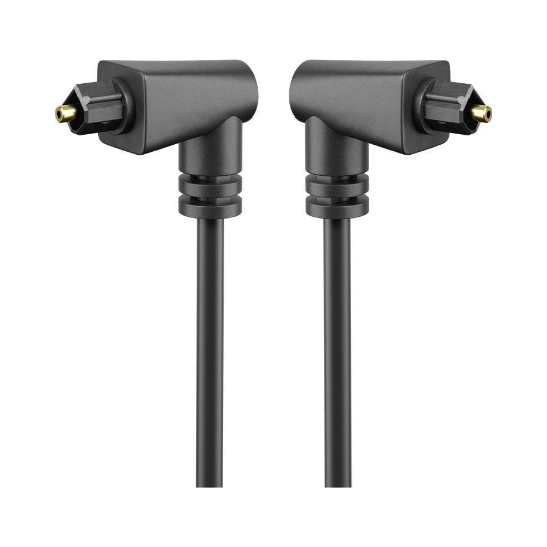 Cable Toslink 90 ° Macho a Macho 2m, Negro Cables