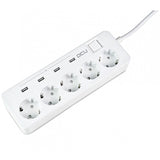 Regleta de 5 tomas + 4 puertos USB
